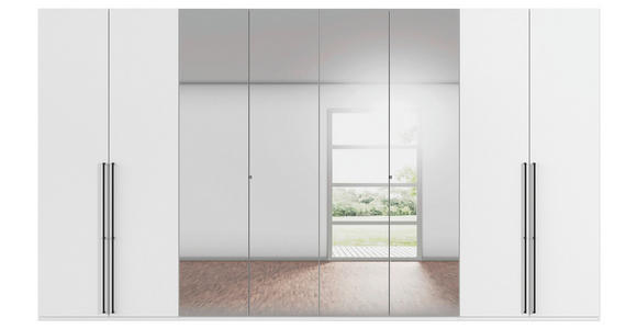 DREHTÜRENSCHRANK 400/235/61 cm,  in Weiß, 8-türig  - Chromfarben/Schwarz, Basics, Glas/Holzwerkstoff (400/235/61cm) - Novel