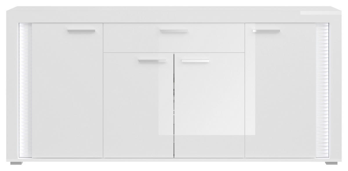 DNEVNI REGAL,  bela, visoki sijaj  - srebrne barve/bela, Design, umetna masa/leseni material (332/202/42cm) - MID.YOU
