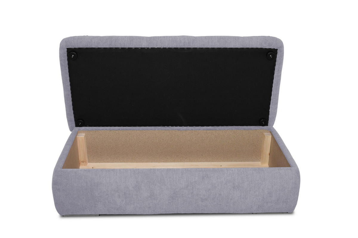 HOCKER Mikrofaser Grau  - Chromfarben/Grau, KONVENTIONELL, Textil/Metall (136/43/64cm) - MID.YOU