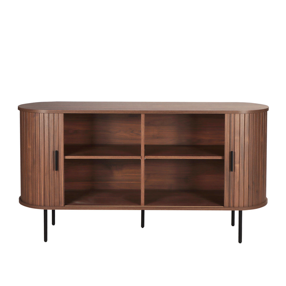 SIDEBOARD  in 140/76/40 cm  - Walnussfarben/Schwarz, Design, Holzwerkstoff/Metall (140/76/40cm) - Livetastic
