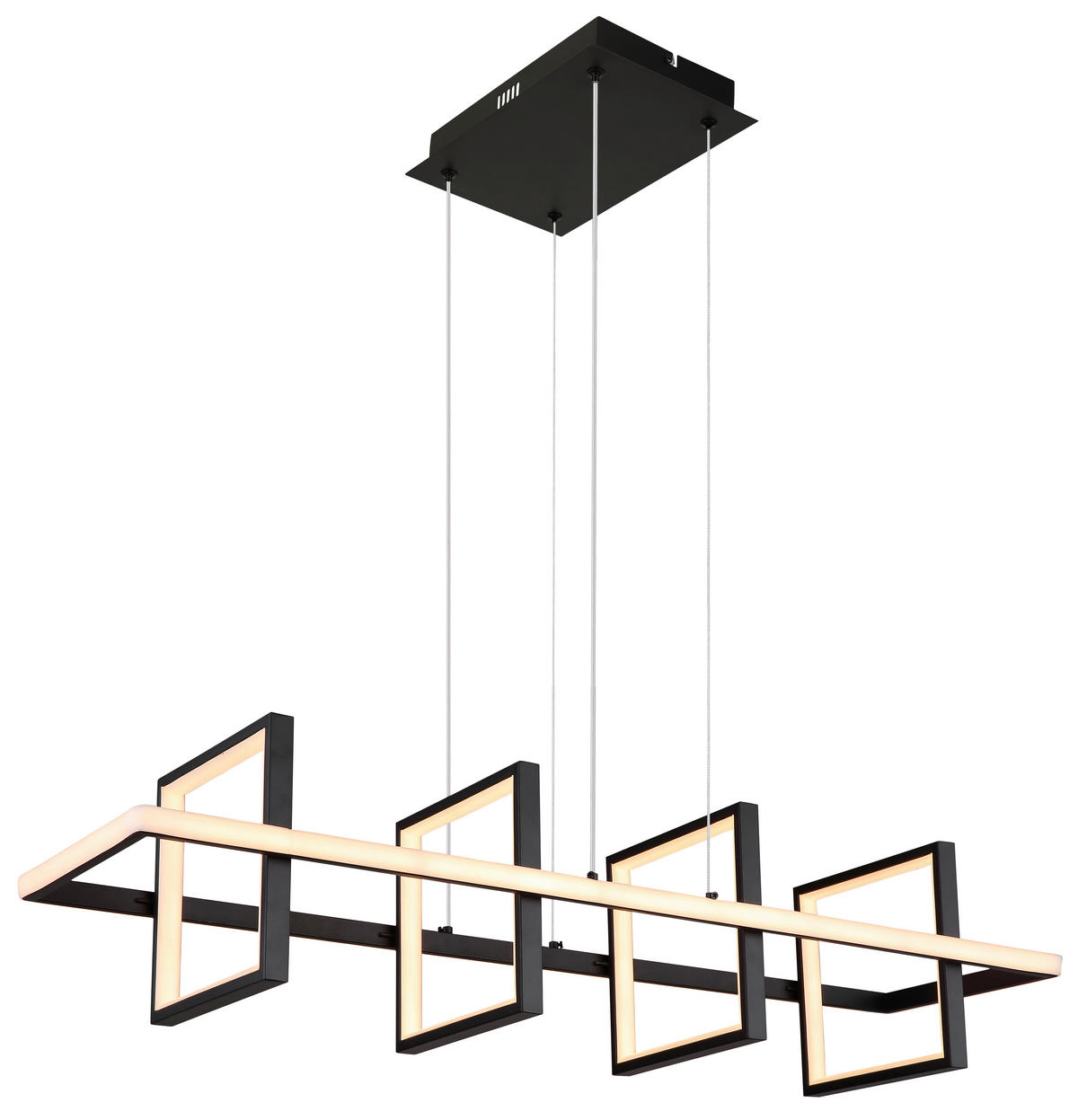 LED-HÄNGELEUCHTE  90/28 cm   - Opal/Schwarz, Design, Kunststoff/Metall (90/28cm) - Globo