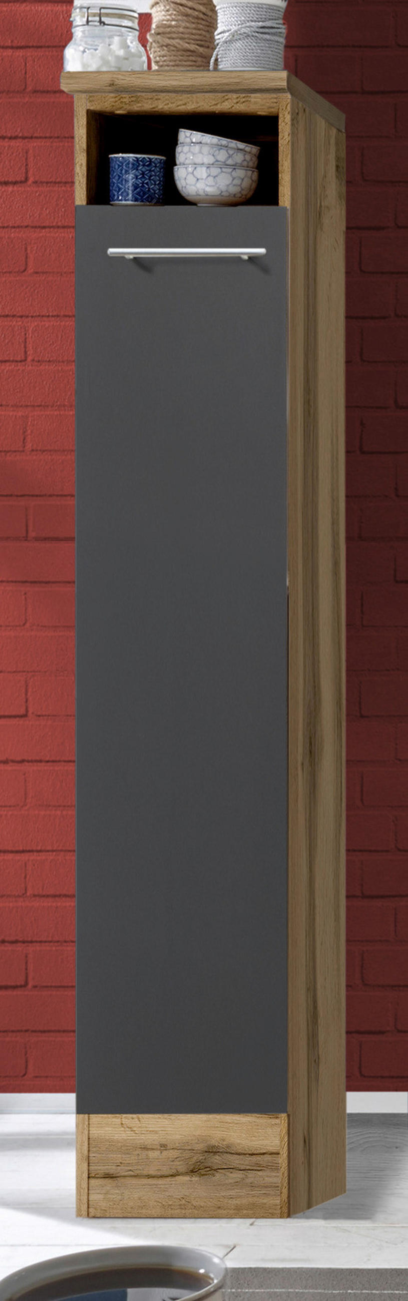 KÜCHENLEERBLOCK 310 cm   in Grau  - Wildeiche/Edelstahlfarben, Basics, Holzwerkstoff/Metall (310cm) - Respekta