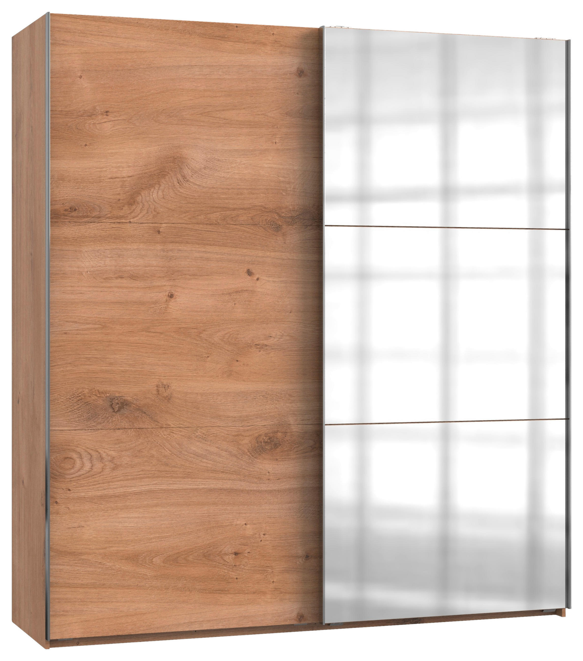 GARDEROB MED SKJUTDÖRRAR 200/216/65 cm 2-dörrar - kromfärg/ekfärgad, Modern, trämaterial (200/216/65cm) - MID.YOU