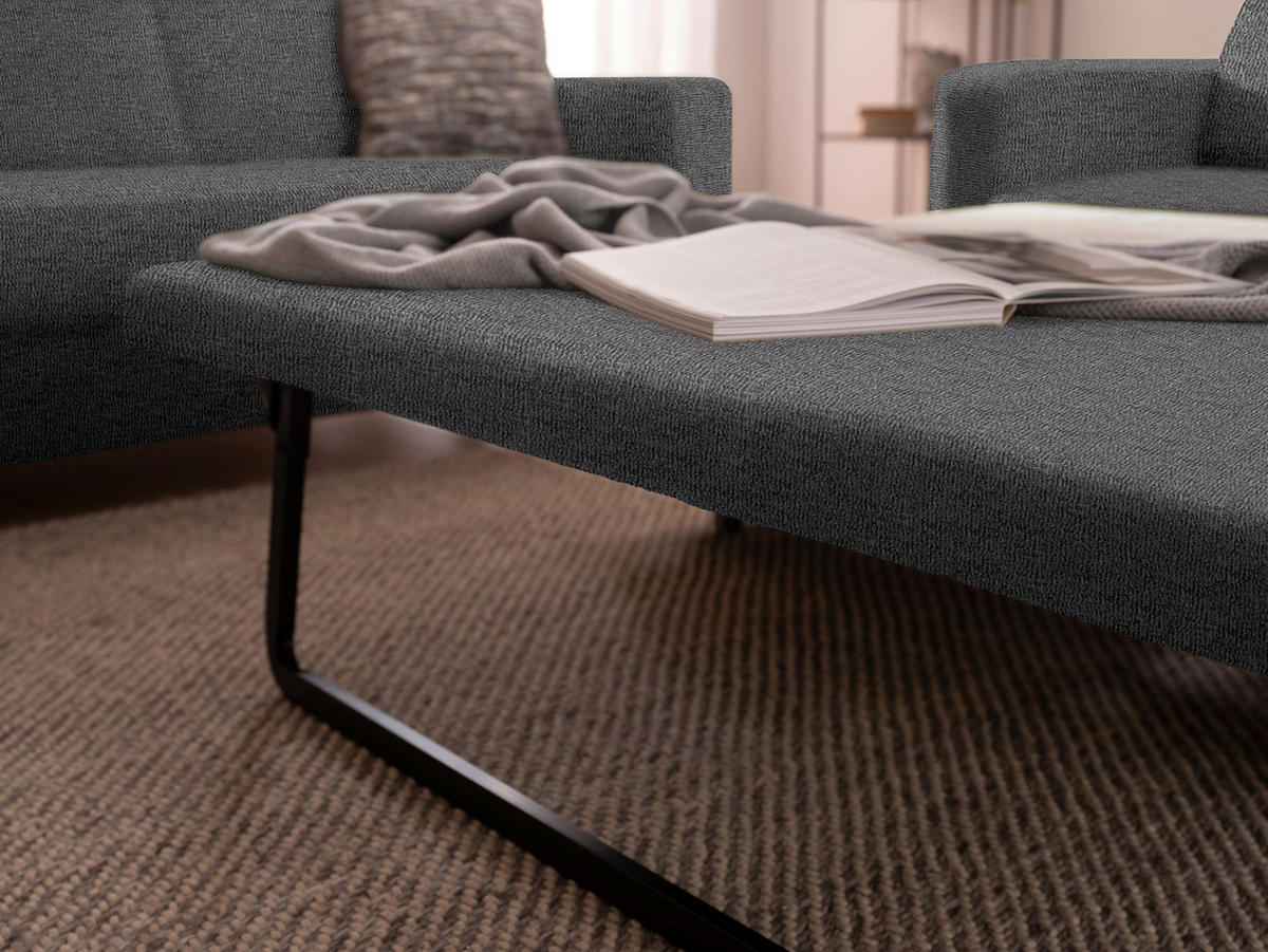 3-SITZER-SOFA Flachgewebe Dunkelgrau  - Chromfarben/Dunkelgrau, Design, Textil/Metall (195/83/85cm) - Xora