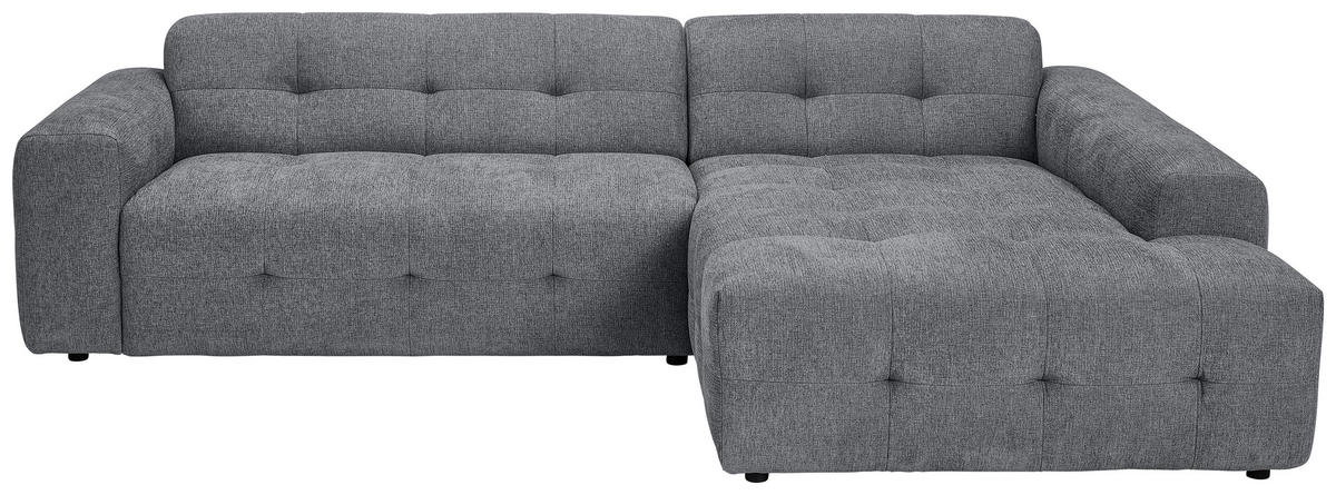 ECKSOFA in Flachgewebe Dunkelgrau  - Dunkelgrau/Schwarz, Konventionell, Kunststoff/Textil (292/189cm) - Carryhome