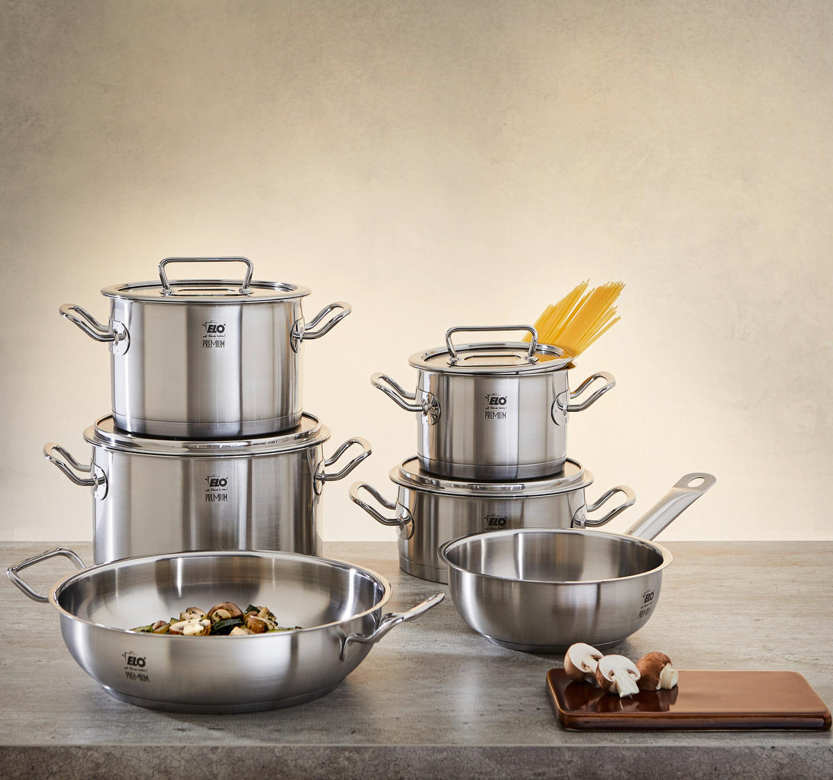 KOCHTOPFSET ELO Gourmet Plus 6-teilig  - Edelstahlfarben/Transparent, Design, Glas/Metall - ELO