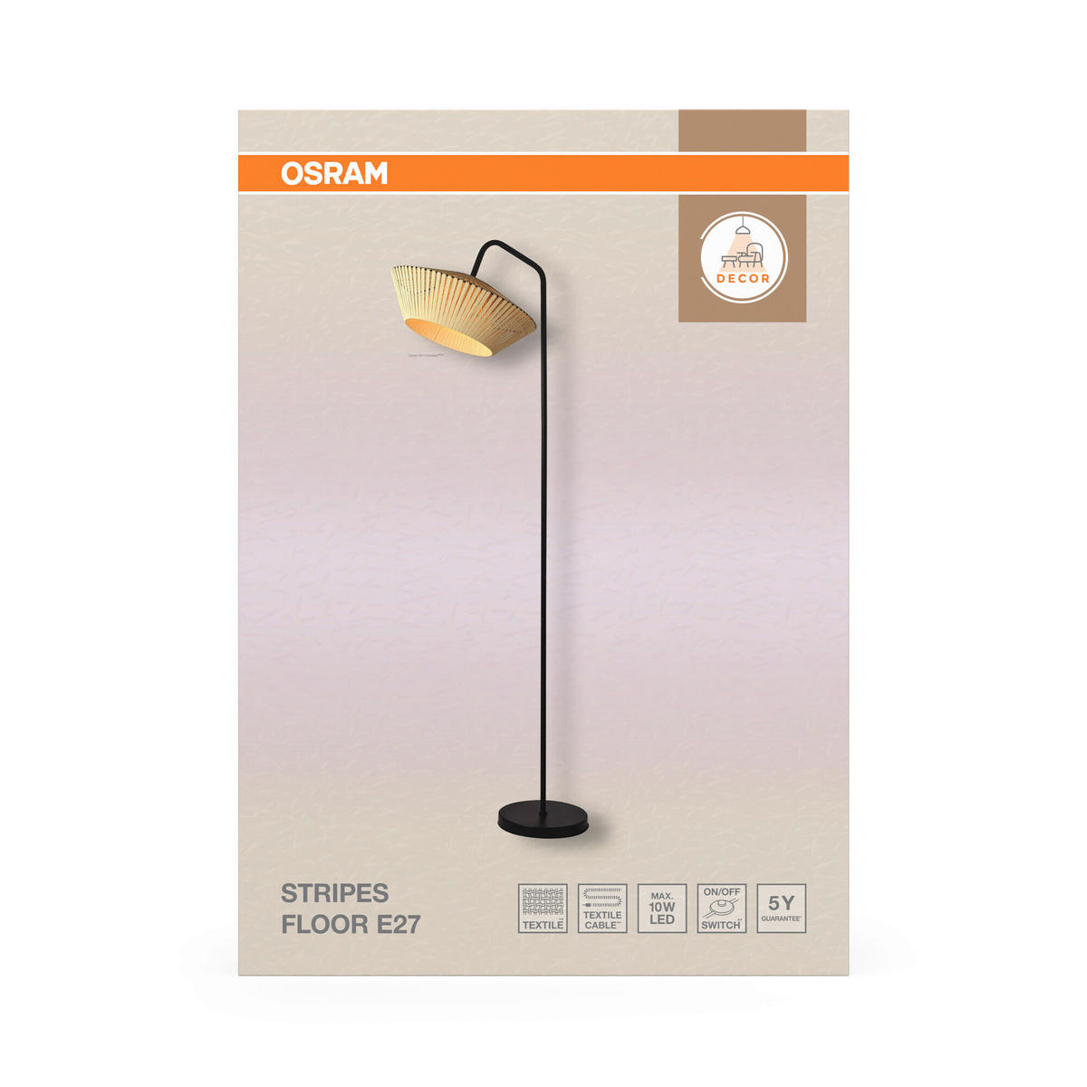 STEHLEUCHTE 40,5/56,8/164 cm    - Beige, Basics, Textil/Metall (40,5/56,8/164cm) - Osram