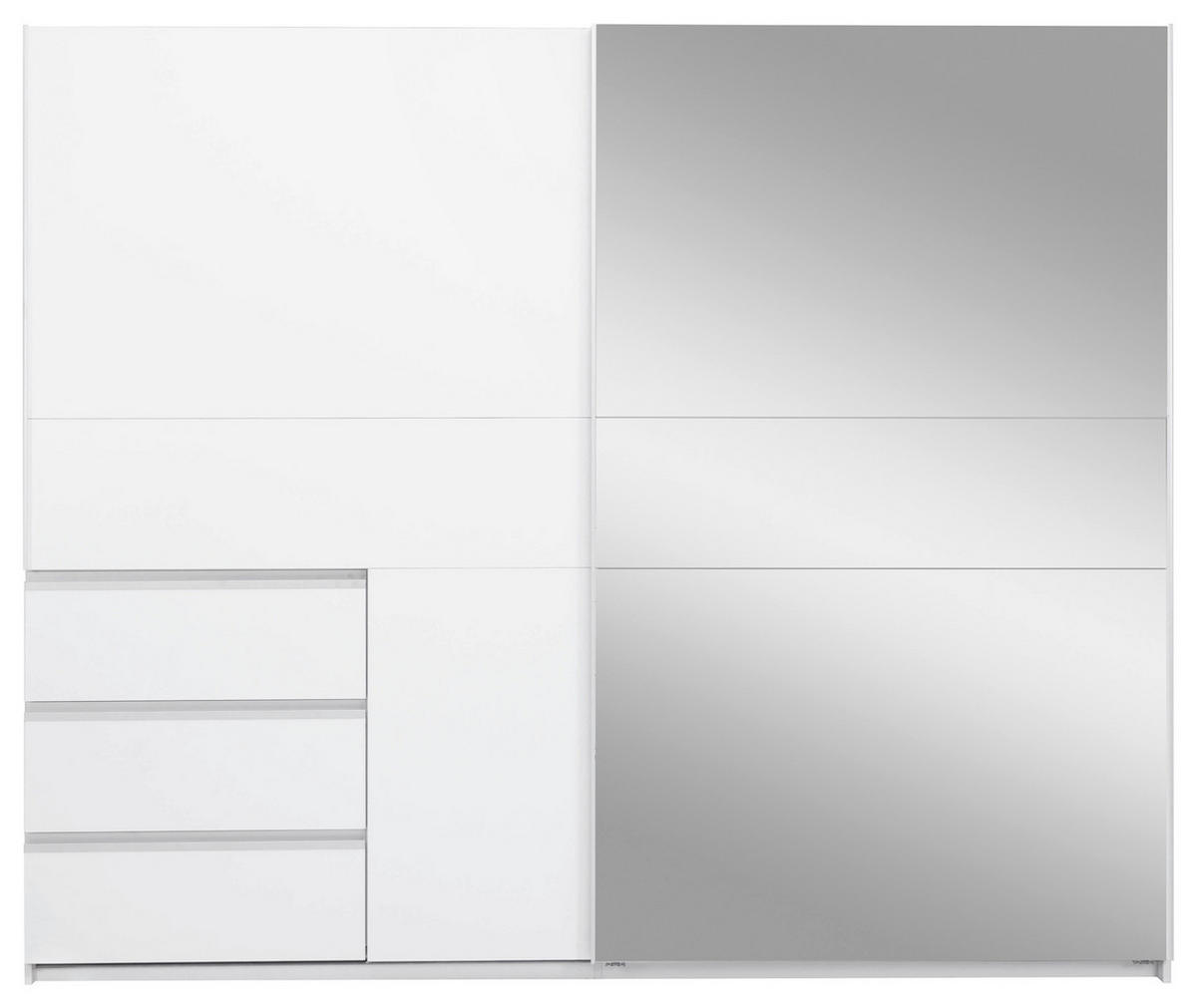 SCHIEBETÜRENSCHRANK 250/205/61,5 cm 2-türig Weiß  - Weiß, MODERN, Holzwerkstoff/Metall (250/205/61,5cm) - MID.YOU