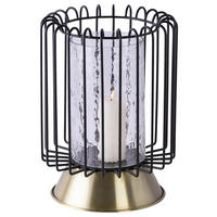 KERZENHALTER - Goldfarben/Schwarz, Trend, Glas/Metall (22.5/22.5/31cm) - Kayoom