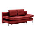 SCHLAFSOFA  in Echtleder Rot  - Chromfarben/Rot, MODERN, Leder/Metall (200/85/90cm) - Novel