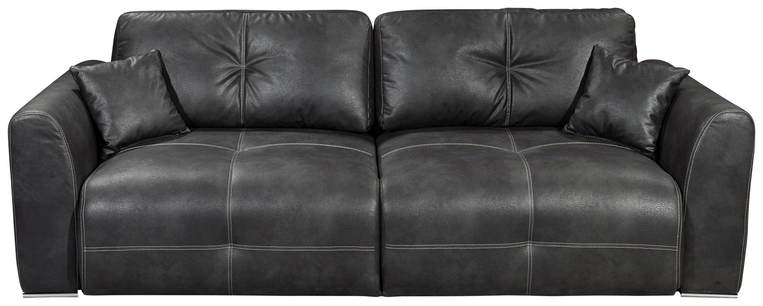 SCHLAFSOFA  mit Lederlook Anthrazit  - Chromfarben/Hellbraun, MODERN, Kunststoff/Textil (245/85/115cm) - Livetastic