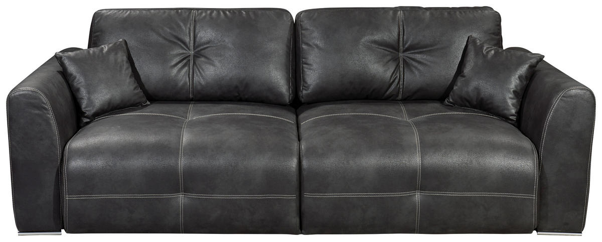 SCHLAFSOFA  mit Lederlook Anthrazit  - Chromfarben/Hellbraun, MODERN, Kunststoff/Textil (245/85/115cm) - Livetastic