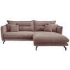 ECKSOFA Rosa Cord  - Schwarz/Rosa, MODERN, Textil/Metall (255/180cm) - Livetastic
