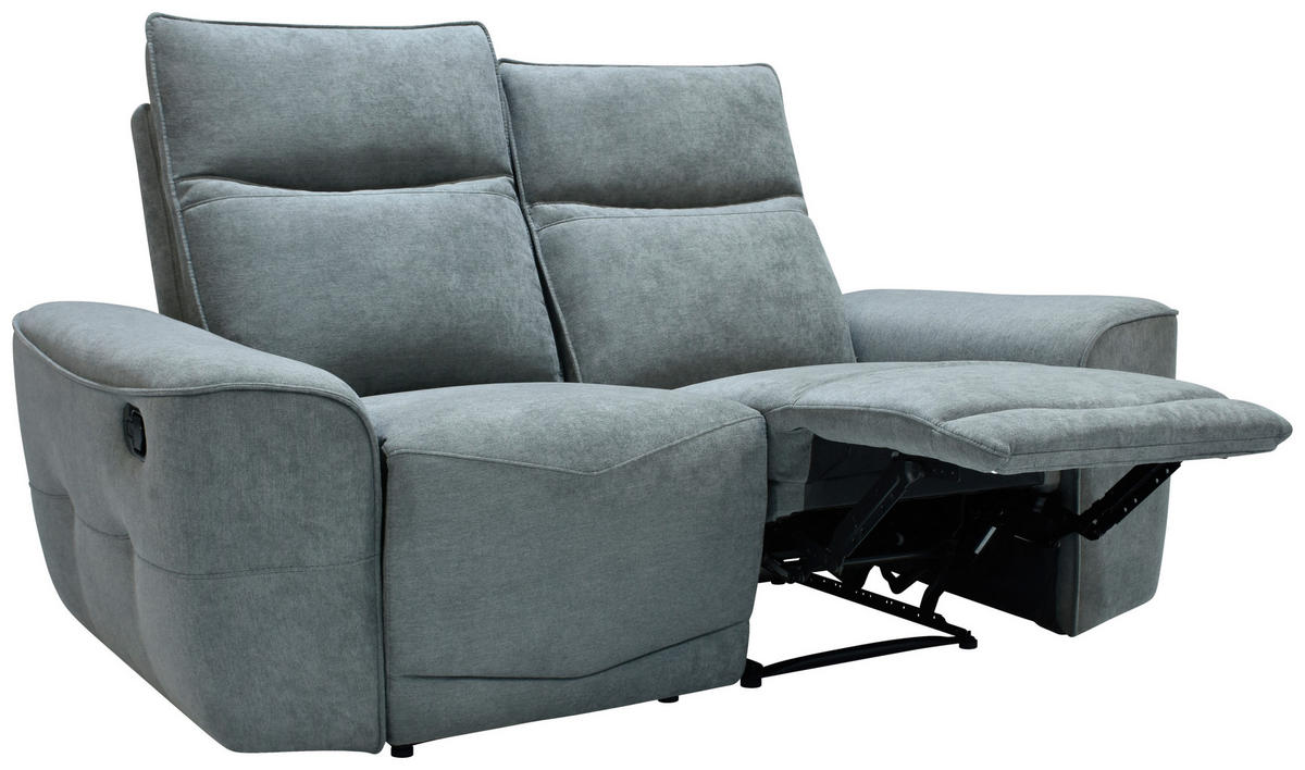 KÉTÜLÉSES KANAPÉ fém, műanyag, textil, faalapú anyag szürke  - fekete/szürke, Konventionell, műanyag/faalapú anyag (170cm) - Celina Home