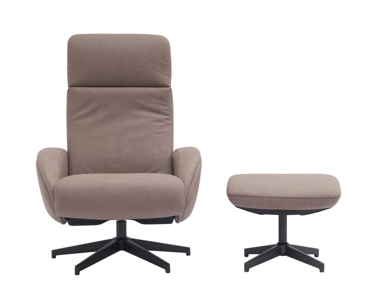 RELAXSESSELSET in Textil Taupe  - Taupe/Schwarz, Design, Textil/Metall (77/107/75cm) - Xora