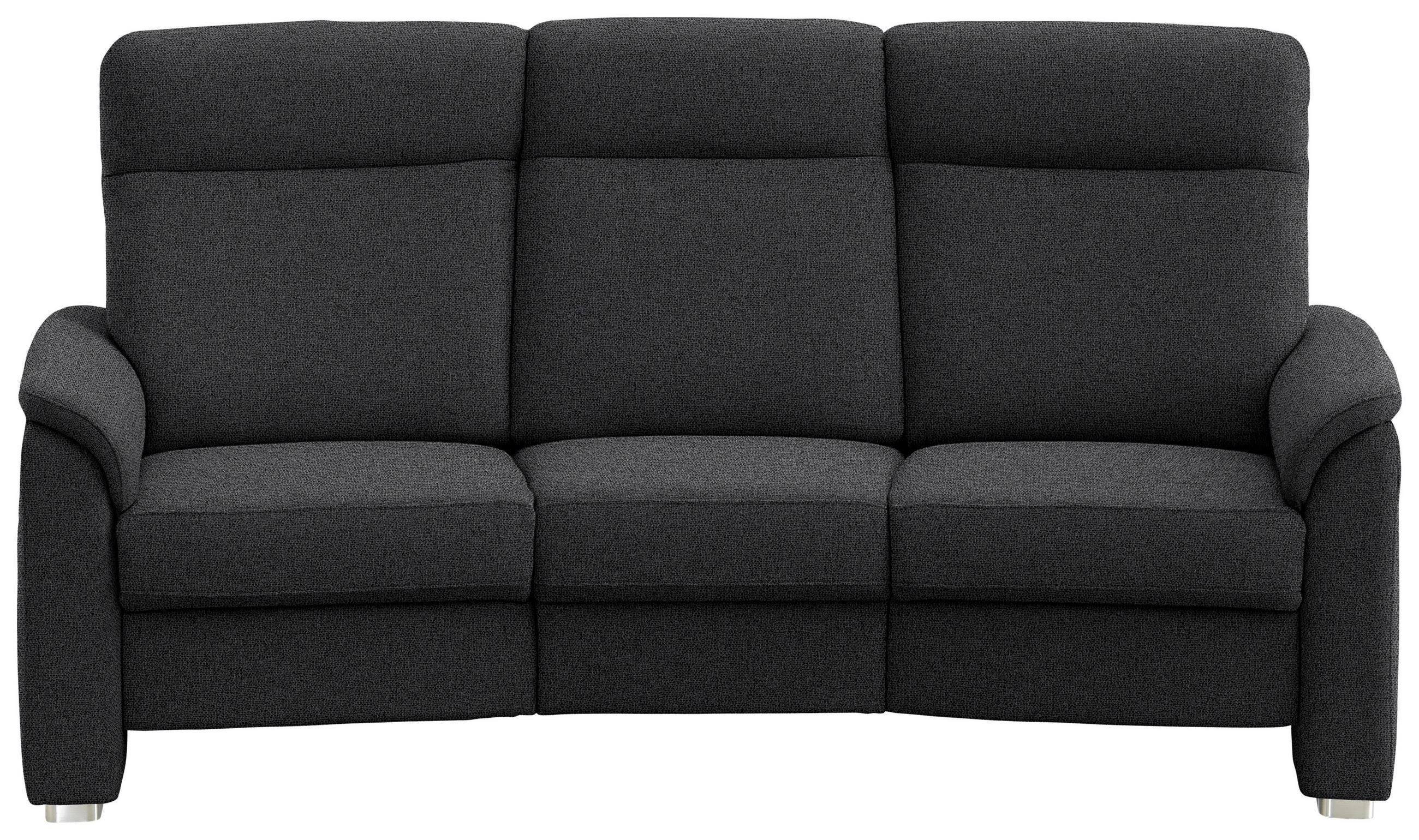 TRAPEZSOFA Flachgewebe Schwarz  - Alufarben/Schwarz, Konventionell, Textil/Metall (218/107/103cm) - Beldomo Comfort