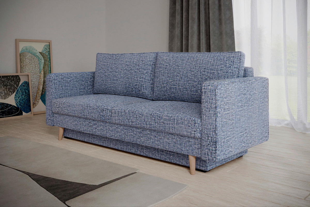 SCHLAFSOFA COCO in Blau  - Blau/Erlefarben, Design, Holzwerkstoff/Kunststoff (232/90/97cm) - MID.YOU