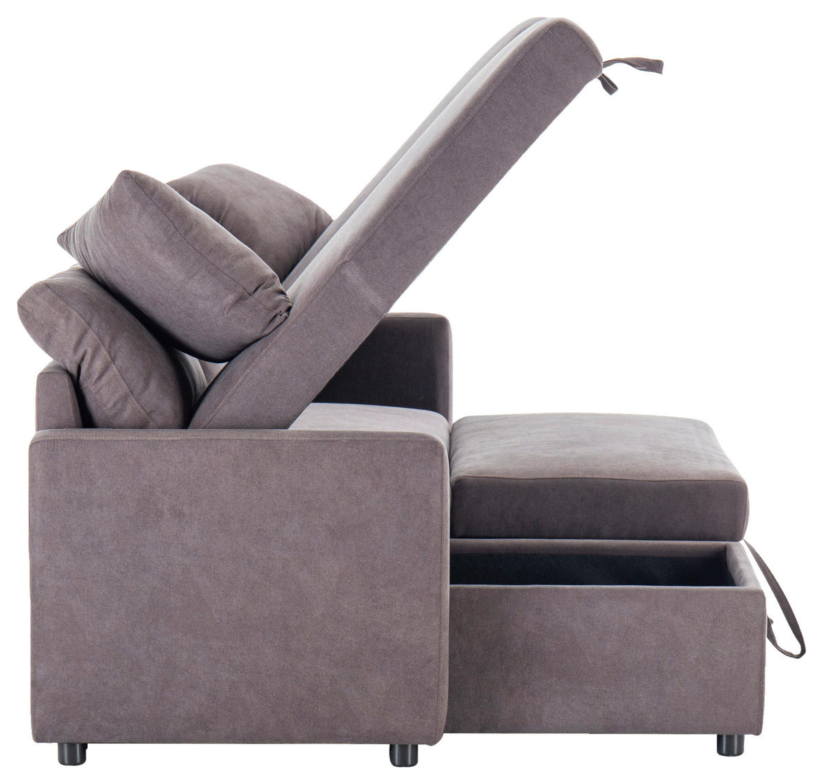 WOHNLANDSCHAFT Dunkelgrau Webstoff  - Dunkelgrau/Schwarz, Design, Holz/Kunststoff (264/88/135,5cm) - Ti'me