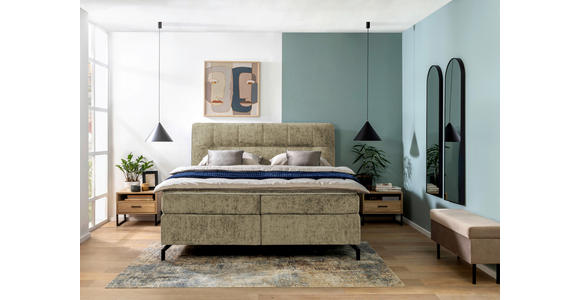 BOXSPRINGBETT 180/200 cm,  in Cappuccino, Topper, H2 + H2 = mittel  - Schwarz/Cappuccino, Design, Textil/Metall (180/200cm) - Esposa