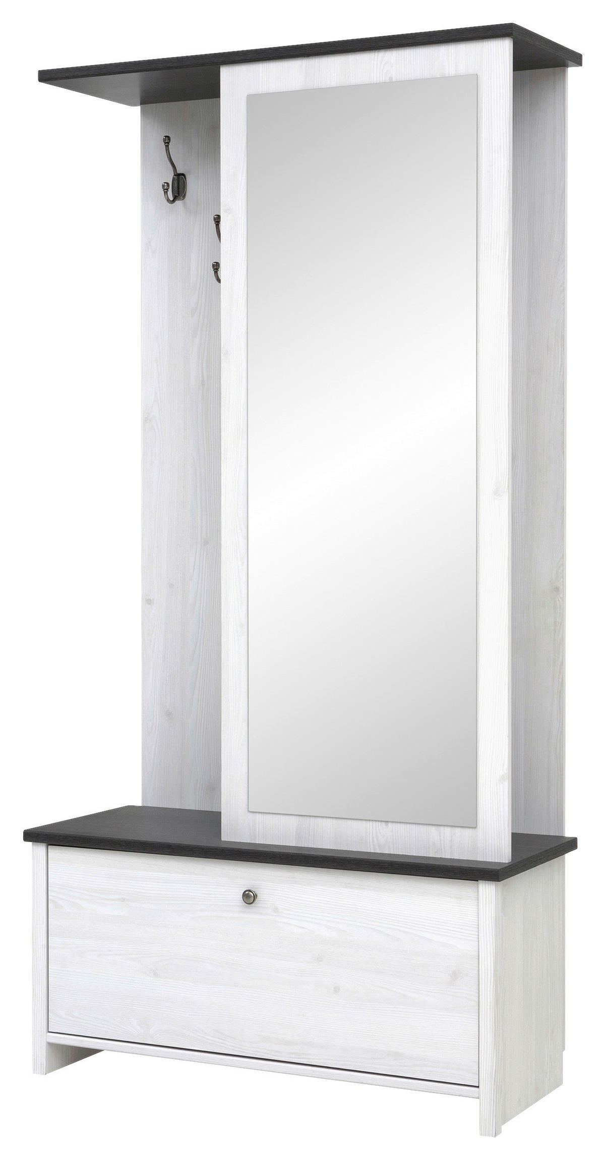GARDEROBE  in 95,5/189,5/39,5 cm  - Weiss/Anthrazit, Design, Holzwerkstoff (95,5/189,5/39,5cm)