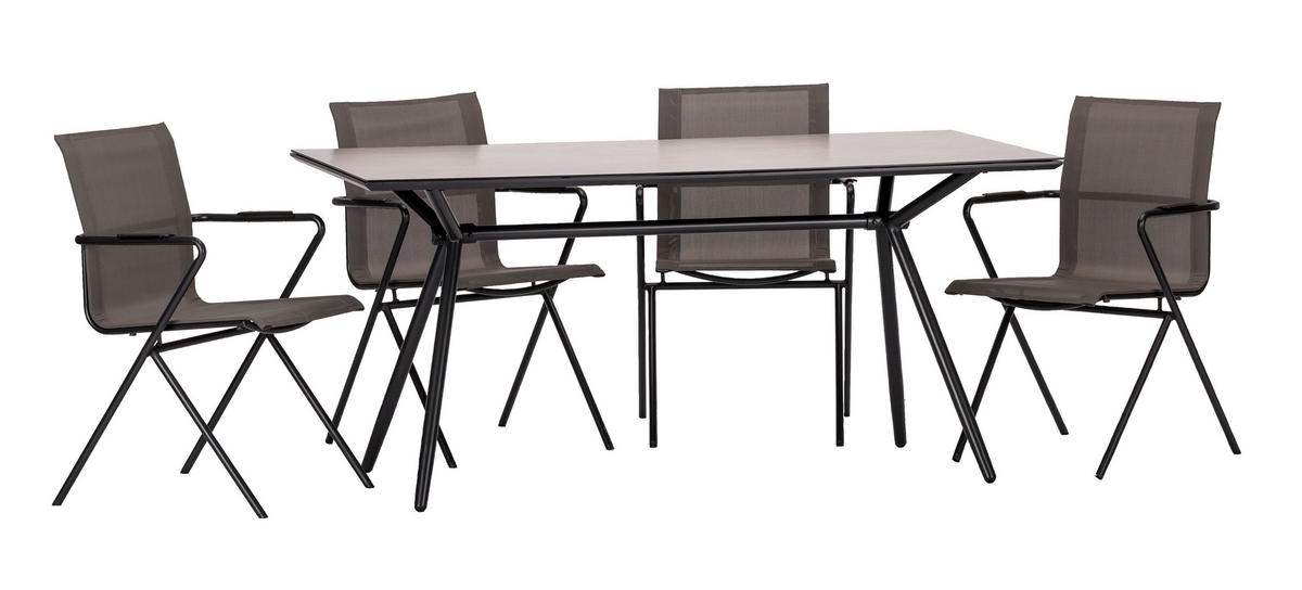 GARTENSET   - Taupe/Anthrazit, Basics, Glas/Kunststoff (80/75/160cm) - Acamp