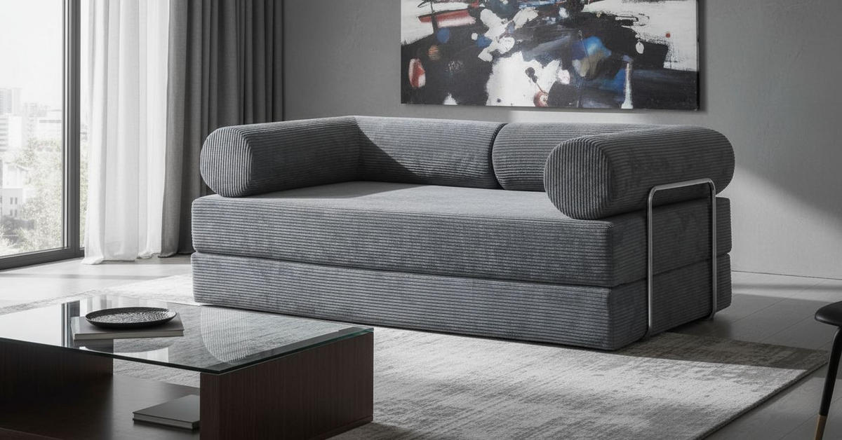 ZOFA S POSTELJNO FUNKCIJO,  siva tekstil  - siva, Design, tekstil (180/70/100cm) - P & B