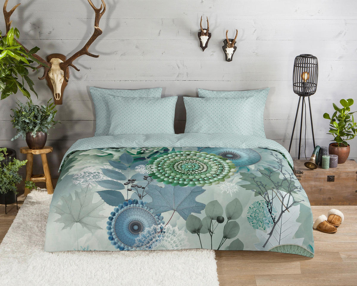 BETTWÄSCHE HIP Flanell, Biber 140/200 cm  - Salbeigrün/Hellgrün, Basics, Textil (140/200cm)