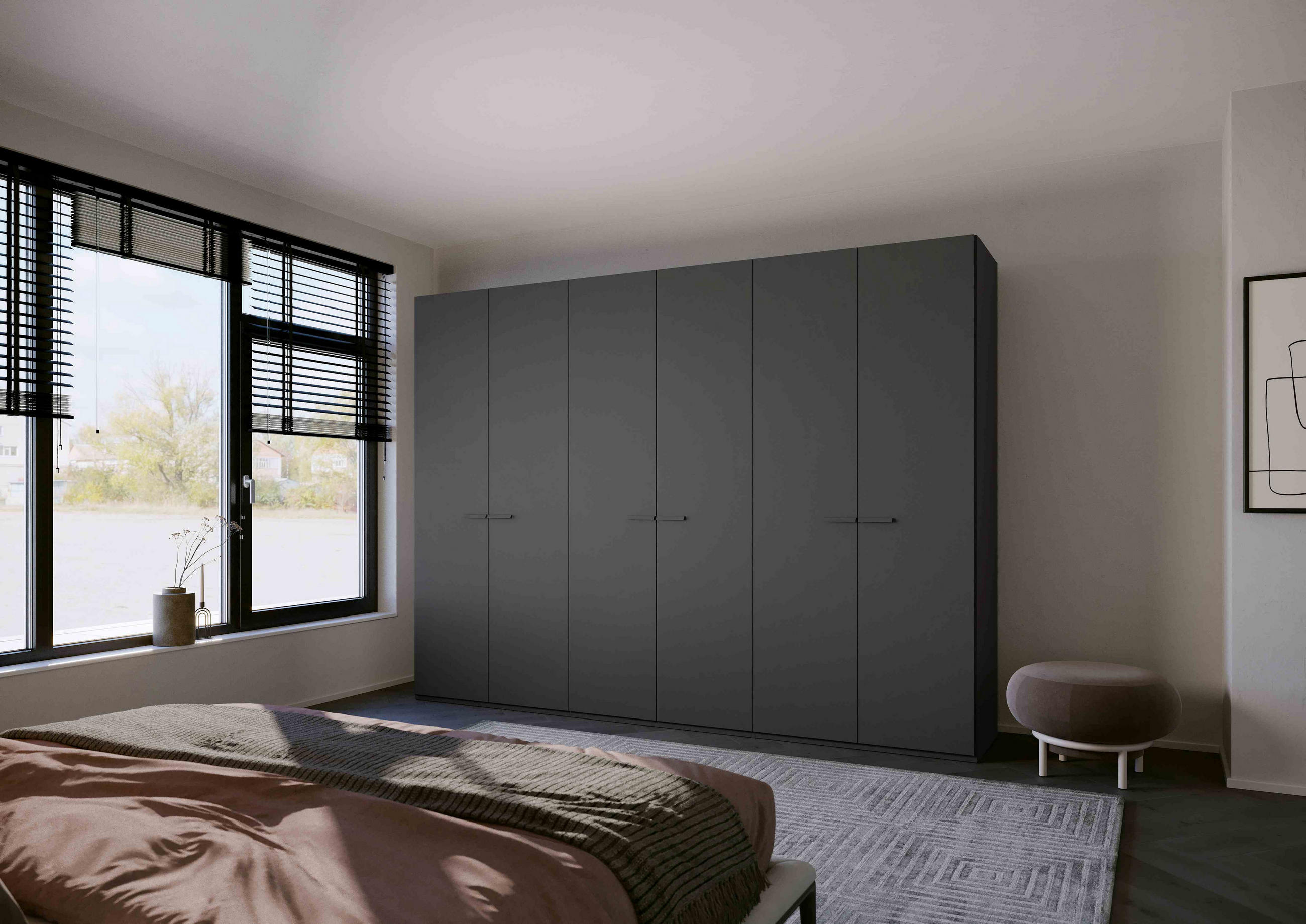 DREHTÜRENSCHRANK 251/223/60 cm 5-türig Graphitfarben  - Graphitfarben, Trend, Glas/Holzwerkstoff (251/223/60cm) - Novel