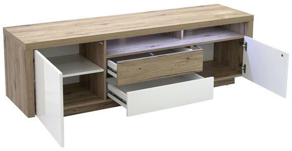 LOWBOARD 160/50/40 cm - Eichefarben/Weiß, KONVENTIONELL, Holzwerkstoff (160/50/40cm) - Carryhome
