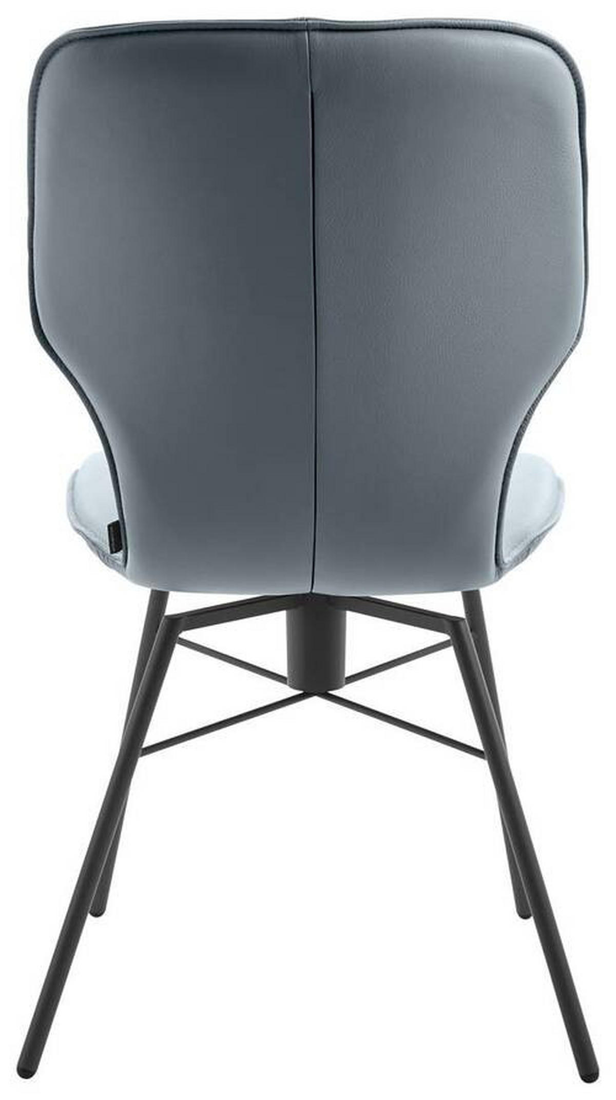 STUHL Echtleder Grau  - Dunkelgrau/Grau, Design, Leder/Metall (49/95/63cm) - Musterring