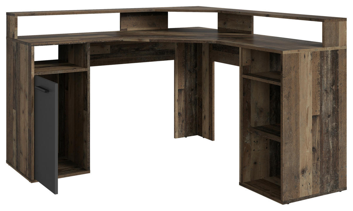 ECKSCHREIBTISCH 139/139/90 cm  in Anthrazit, Alteiche  - Alteiche/Anthrazit, KONVENTIONELL, Holzwerkstoff/Kunststoff (139/139/90cm) - MID.YOU