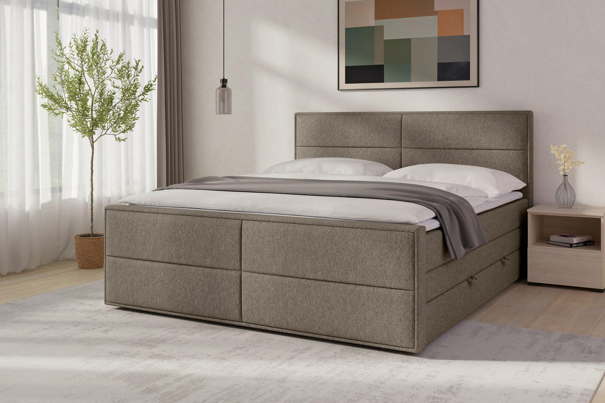 BOXSPRINGBETT 180/200 cm  in Beige  - Beige, Modern, Holz/Holzwerkstoff (180/200cm) - MID.YOU