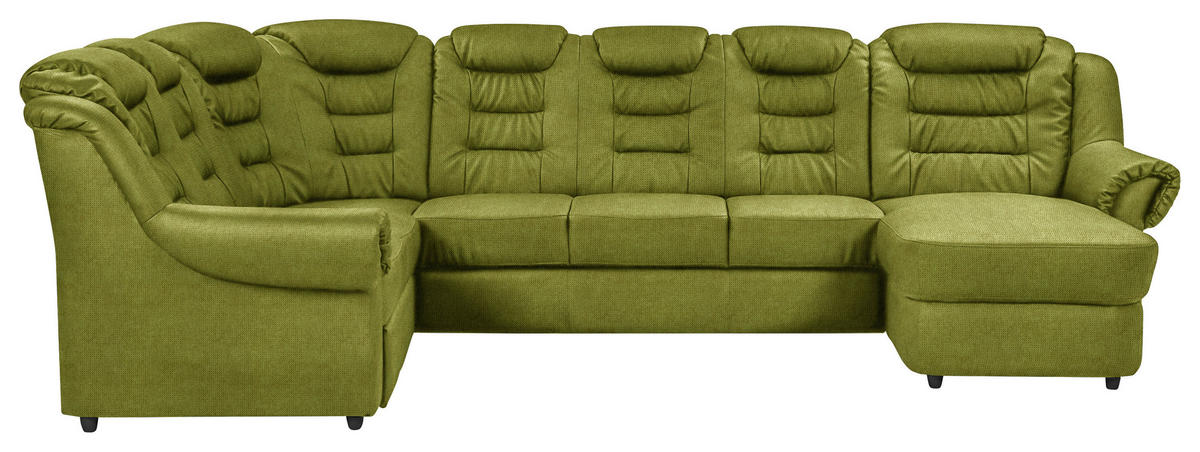 WOHNLANDSCHAFT in Chenille Grün  - Schwarz/Grün, KONVENTIONELL, Kunststoff/Textil (216/333/165cm) - Livetastic