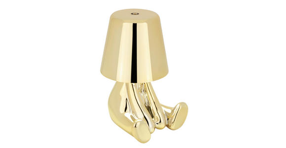 AKKU-TISCHLEUCHTE Brooklyn 9,5/11/15,5 cm - Goldfarben, Trend, Kunststoff/Metall (9,5/11/15,5cm) - Novel