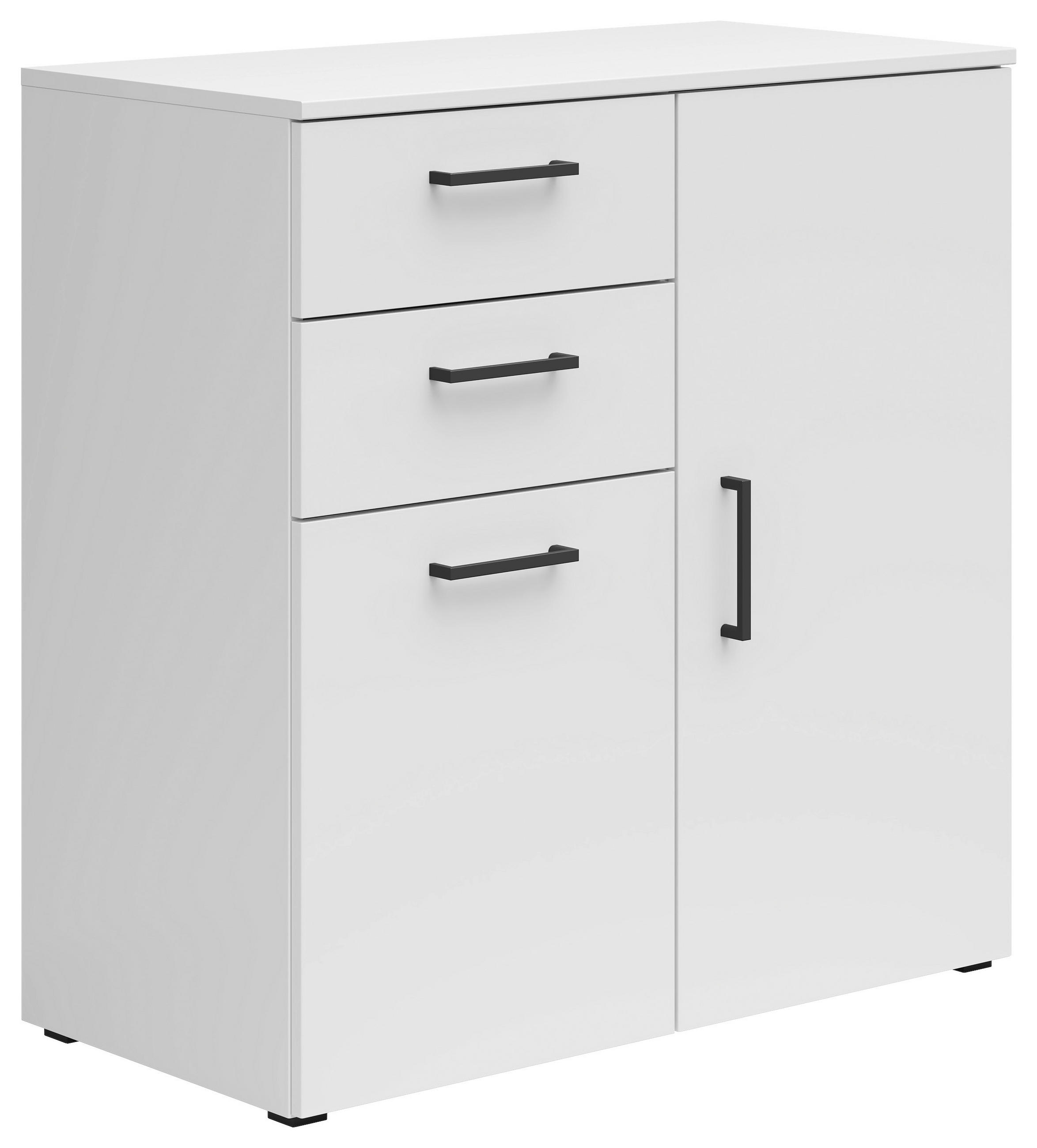 KOMODA, bílá, 80/83/40 cm - bílá/černá, Moderní, kompozitní dřevo/plast (80/83/40cm) - Carryhome
