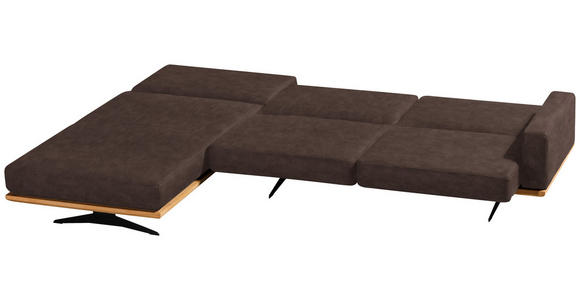 ECKSOFA in Flachgewebe Dunkelbraun  - Dunkelbraun/Schwarz, Natur, Holz/Textil (170/326cm) - Valnatura