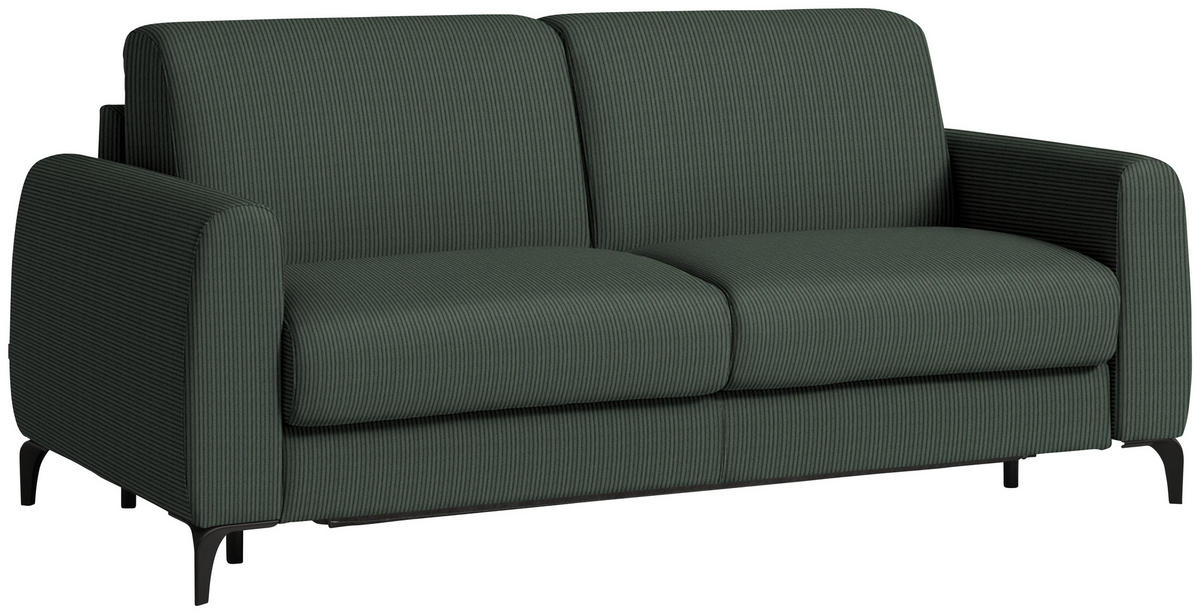 SCHLAFSOFA Cord Waldgrün  - Waldgrün/Schwarz, Konventionell, Holz/Textil (203/88/102cm) - Novel
