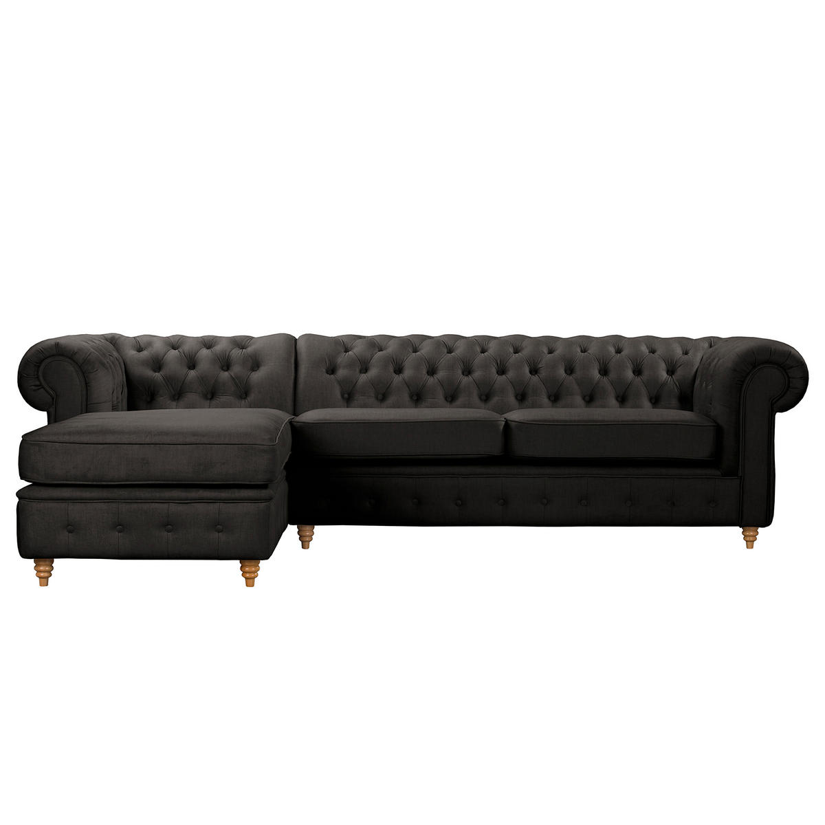 ECKSOFA Mikrofaser Anthrazit  - Anthrazit/Braun, Design, Holz/Textil (182/284cm) - P & B