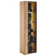 VITRINE  in furniert, massiv Balkeneiche Anthrazit, Eichefarben - Eichefarben/Anthrazit, Natur, Glas/Holz (52/190/37cm) - Linea Natura