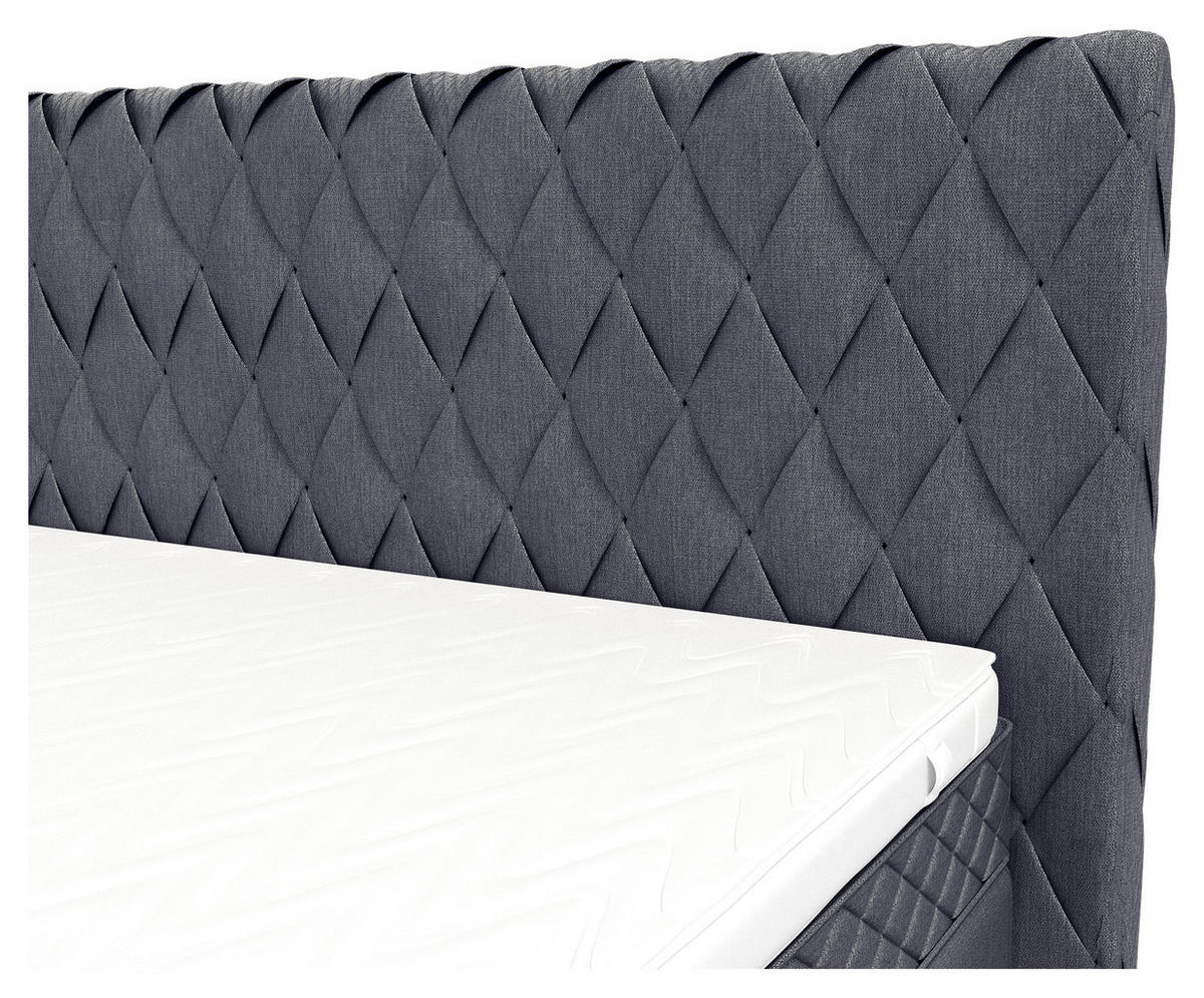 BOXSPRINGBETT 180/200 cm  in Graublau  - Graublau/Schwarz, Design, Textil/Metall (180/200cm) - Boxxx