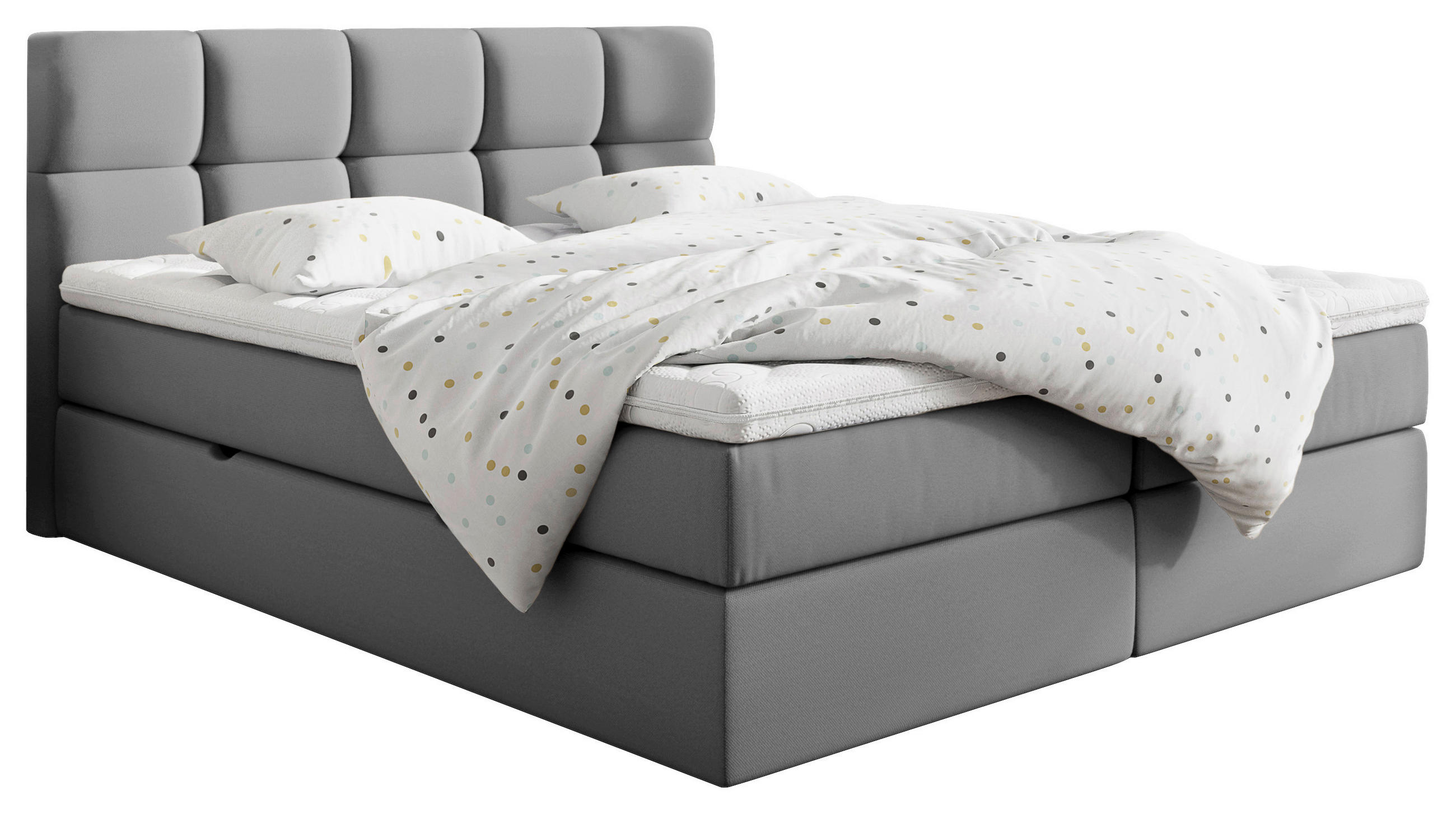 BOXBETT 200/220 cm  in Dunkelgrau  - Dunkelgrau/Grau, MODERN, Holz/Textil (200/220cm) - Livetastic