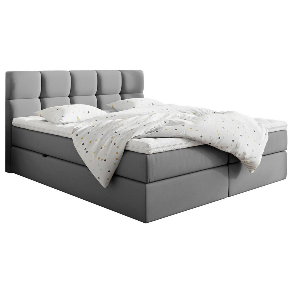 Thumbnail - Livetastic Boxbett, Dunkelgrau, Textil, Holz, H3, Höhe ca. 19 cm, 200x220 cm, Topper durchgehend, gepolstertes Kopfteil,...