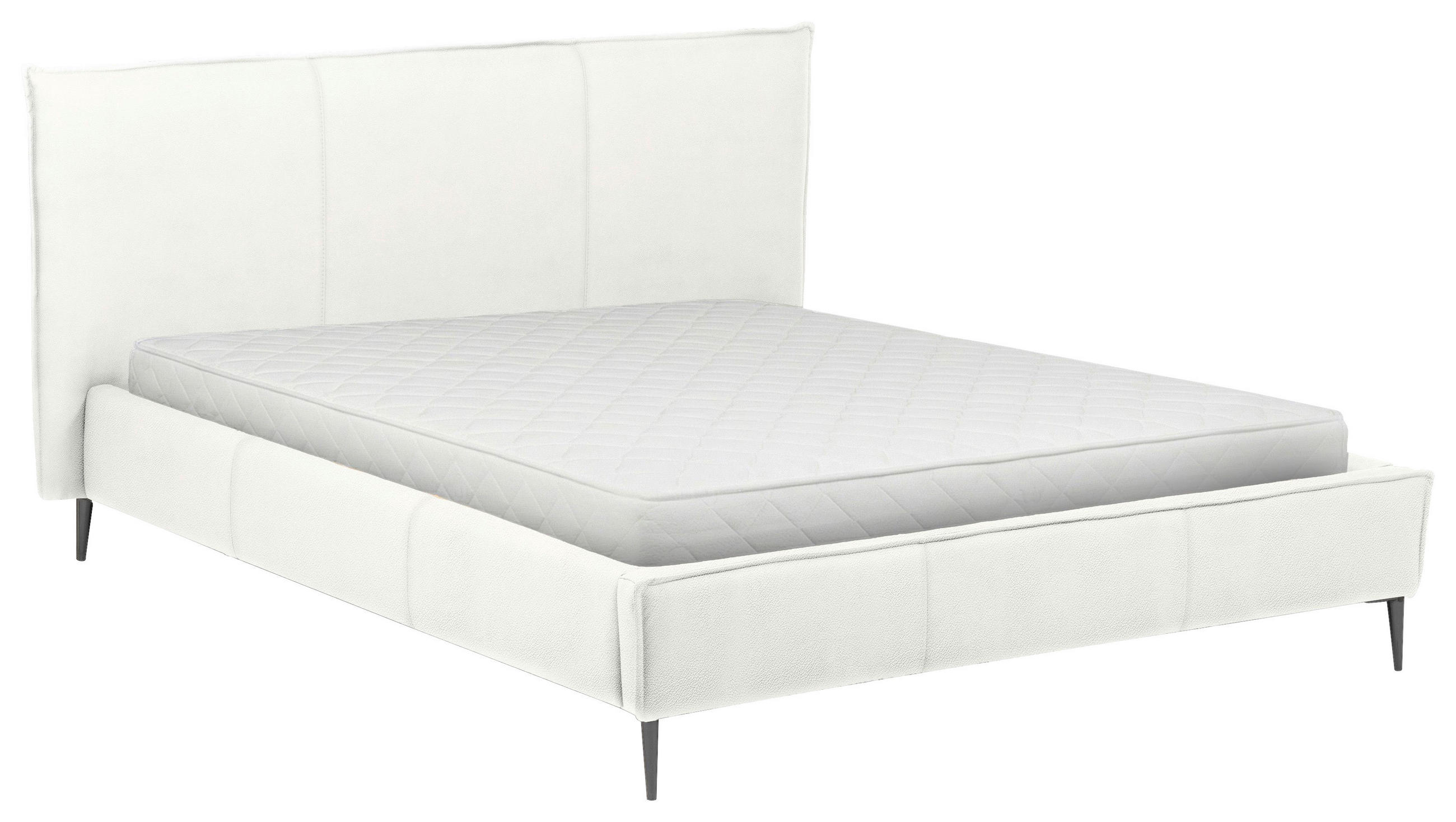 POLSTERBETT 180/200 cm,  in Weiß, gepolstertes Kopfteil,  - Schwarzchrom/Weiß, KONVENTIONELL, Leder/Metall (180/200cm) - Esposa