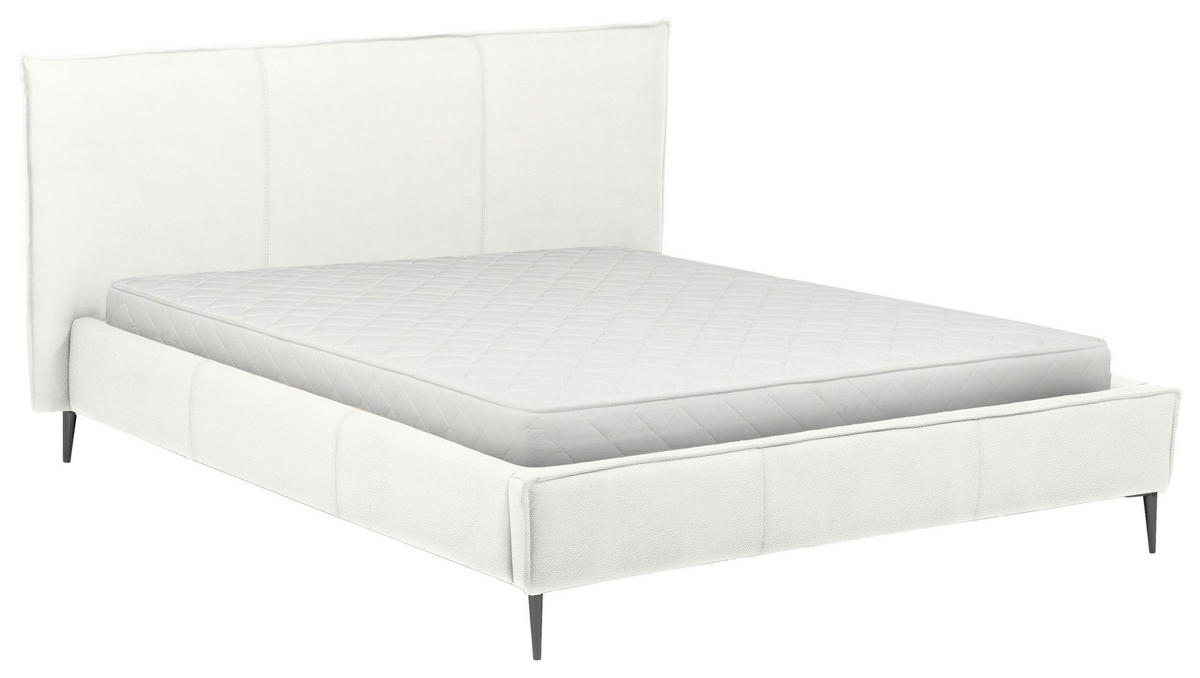 POLSTERBETT 180/200 cm,  in Weiß, gepolstertes Kopfteil,  - Schwarzchrom/Weiß, KONVENTIONELL, Leder/Metall (180/200cm) - Esposa