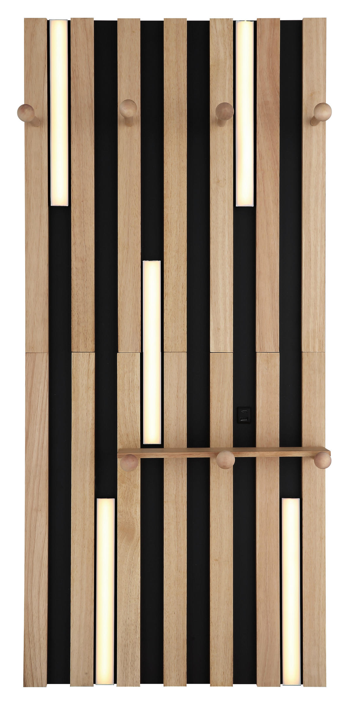 LED-WANDLEUCHTE 50/110 cm   - Schwarz/Weiß, Natur, Holz/Kunststoff (50/110cm) - Globo