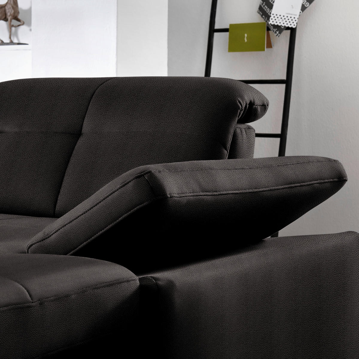 ECKSOFA  in Flachgewebe Dunkelgrau  195/309 cm  - Chromfarben/Dunkelgrau, Design, Textil (195/309cm) - Beldomo Style