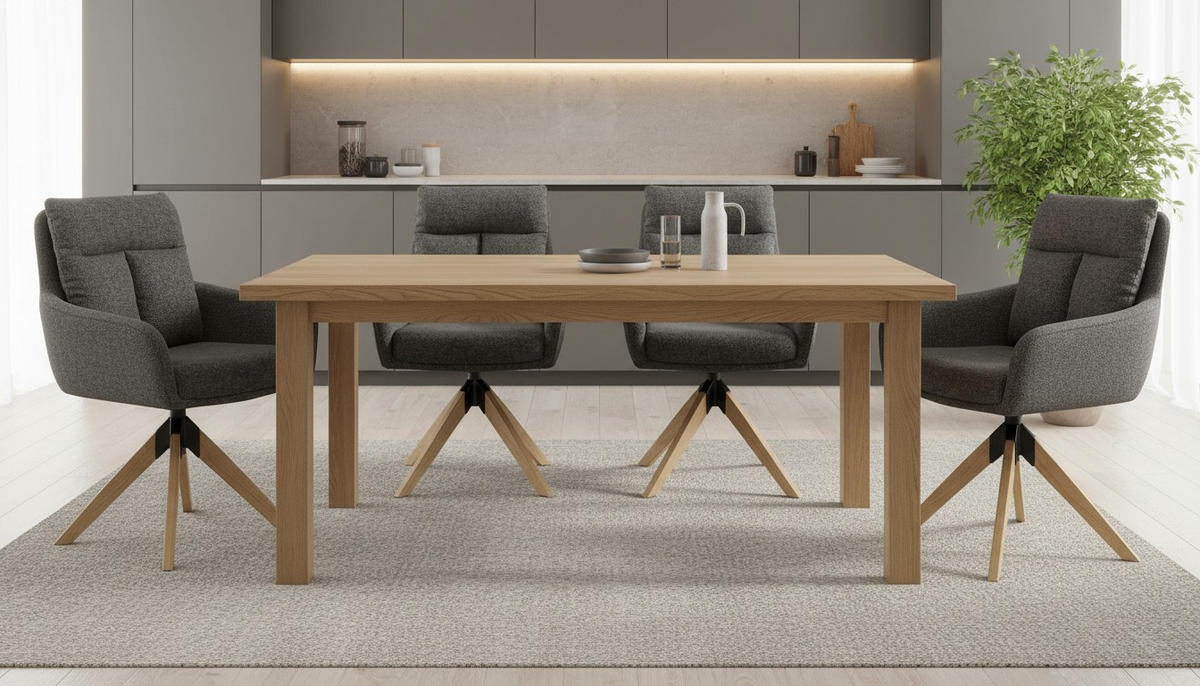ARMLEHNSTUHL  Sitzfläche 360° drehbar Webstoff  Grau  - Naturfarben/Grau, KONVENTIONELL, Holz/Textil (59/92/63cm) - Livetastic