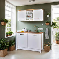 MINIKÜCHE 130 cm   in Weiß, Eiche Artisan  - Silberfarben/Weiß, MODERN, Glas/Holzwerkstoff (130cm) - home24