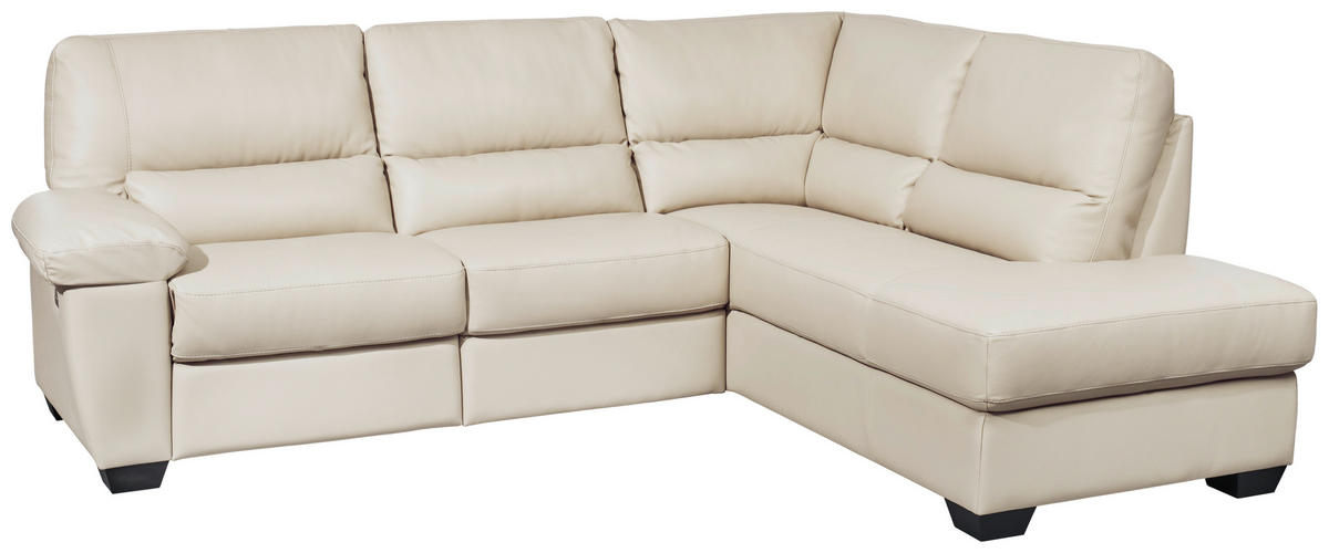 ECKSOFA Weiß Kombination Echtleder/Lederlook  - Weiß, KONVENTIONELL, Leder/Kunststoff (248/201cm) - Livetastic