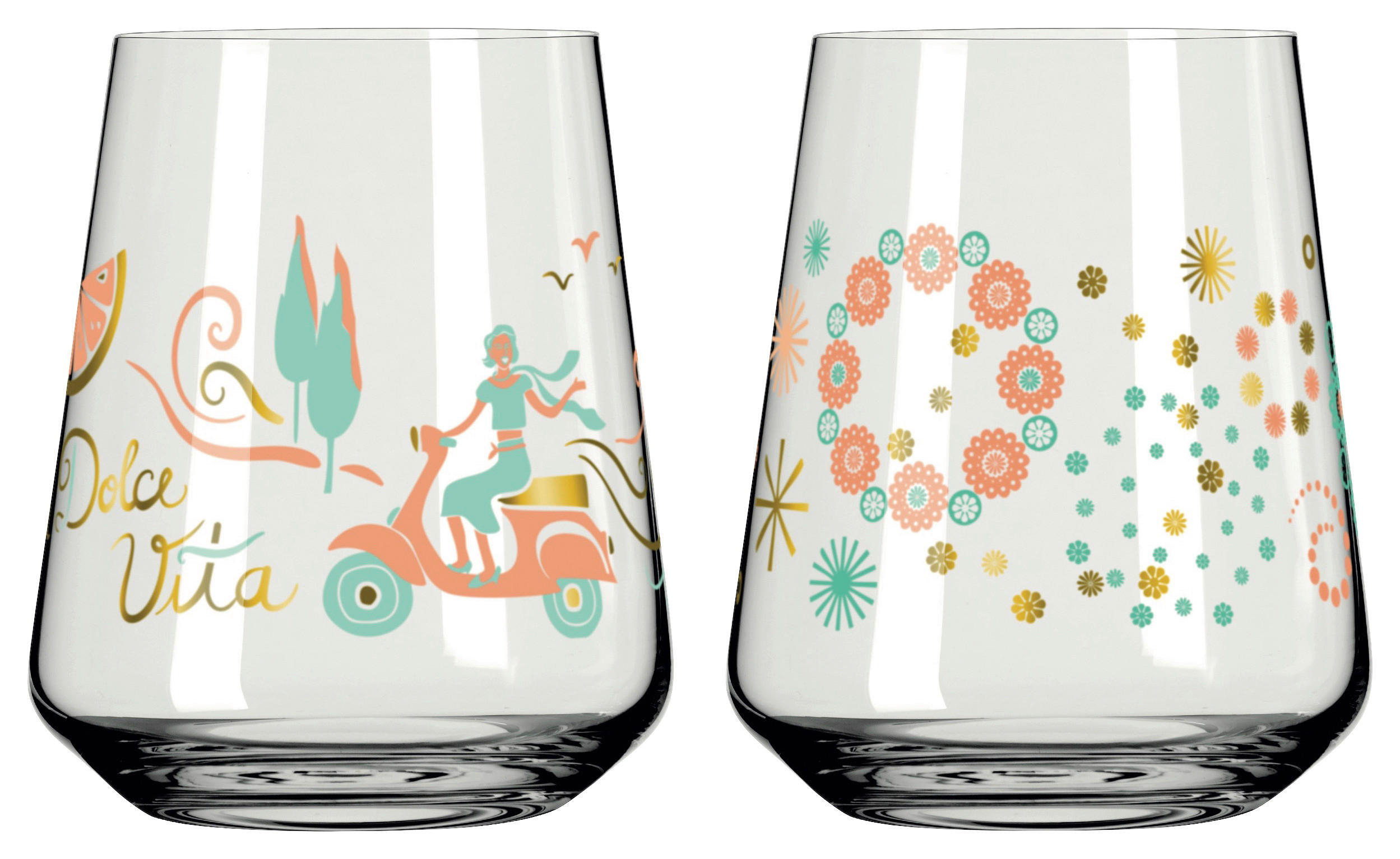 GLÄSERSET Sommerrausch  2-teilig  - Transparent/Multicolor, Design, Glas (9.2/11.0cm) - Ritzenhoff